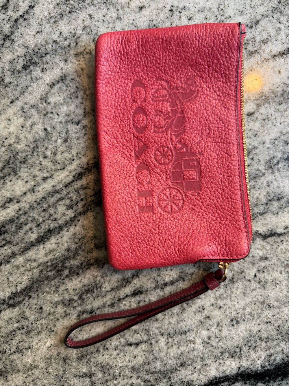 COACH Pebbled Leather Wristlet in PINK!!